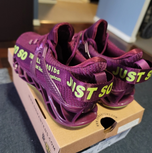 Women's shoes, purple with lime green, size 6 - Picture 4 of 7